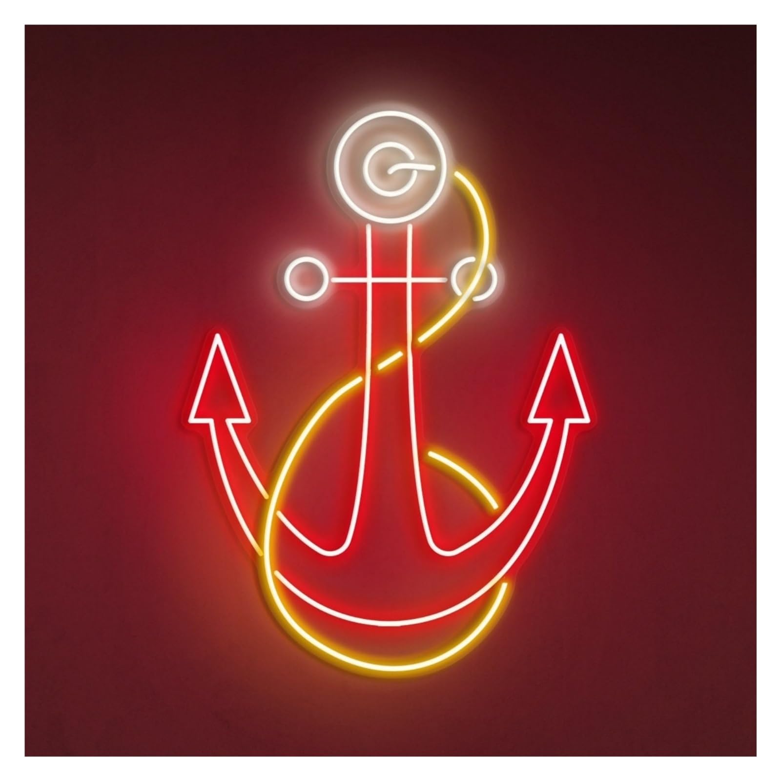 Hanging Art Neon Signs Anchor Neon Sign, Suitable For Beach Club Decor With Brightness Adjustable 46cm