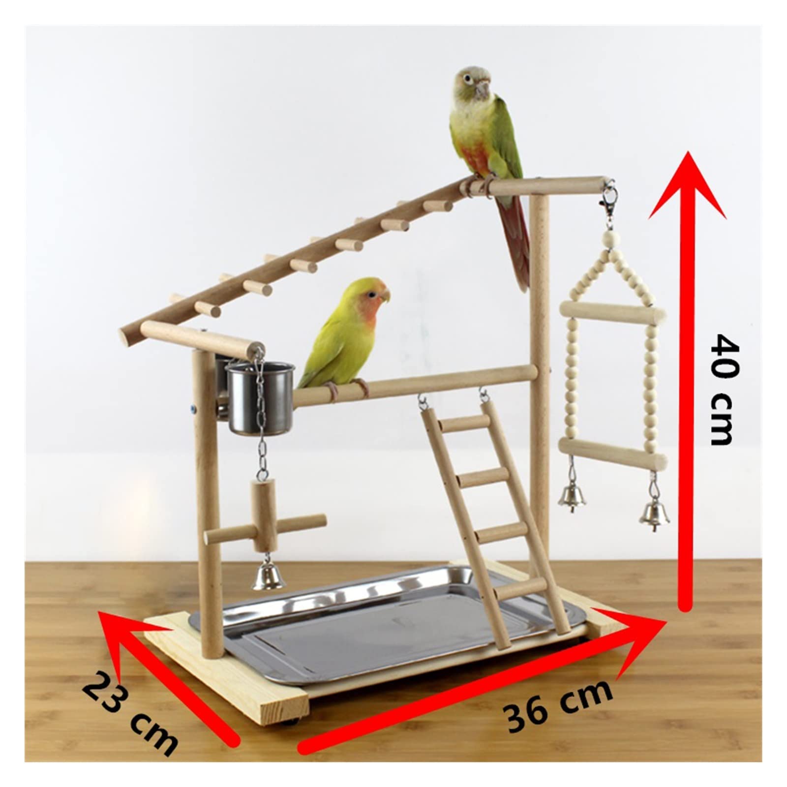 Percha para pájaros Soporte de Percha for pájaros con Tazas alimentación, Plataforma for Loros, Parque Infantil, Soporte Juegos, Escalera, Juguetes interactivos