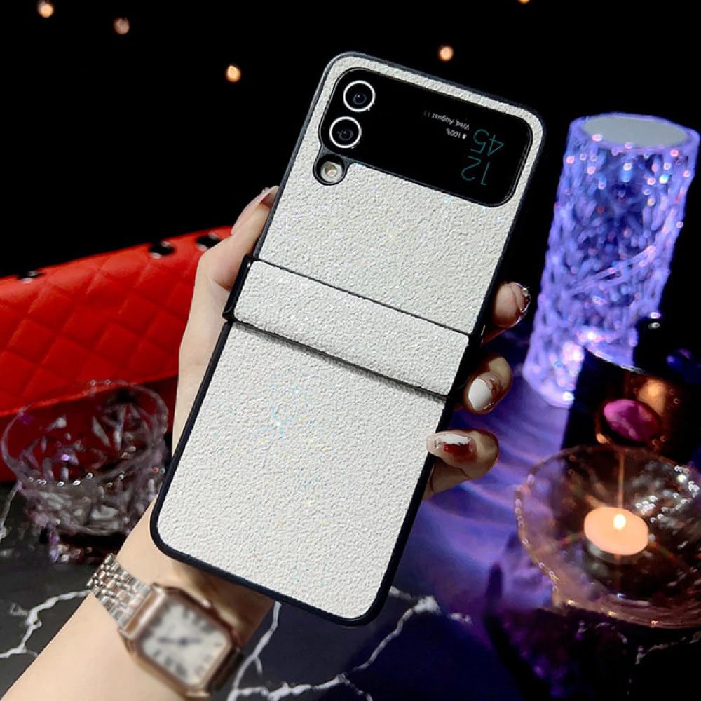 Coque Samsung Galaxy Z Flip 5 Case Luxe Sparkle Glitter Blanc PC Rigide