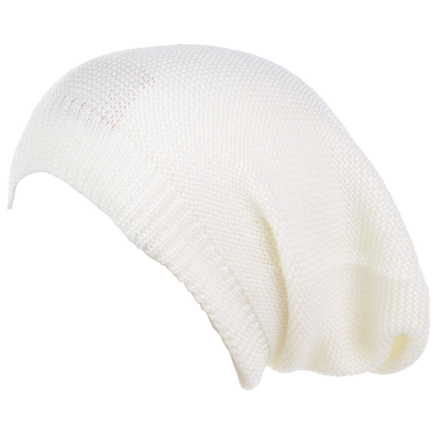 an Unisex Striped Knit Slouchy Beanie Hat Lightweight Soft Fashion Cap