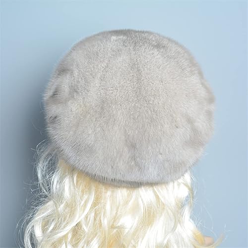 Miniatura 4 de Sombreros de piel de visón para mujer, cálido sombrero de invierno ruso, viseras florales naturales