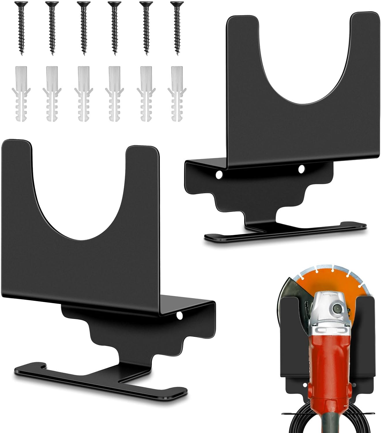 2 PCS Angle Grinder Stand Tool Wall mount Bracket for 5inch Grinder Holder. Angle Grinder Storage Rack for Angle Grinders, Cutters, Polishers etc