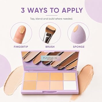 Concealer Palette,Soft Matte Cream Concealer 8 Shade Fade Palette,Colour Corrector & Contour Palette - Creamy&Non-Irritating Full Coverage Makeup for Blemishes, Dark Circles & Travel(Light)