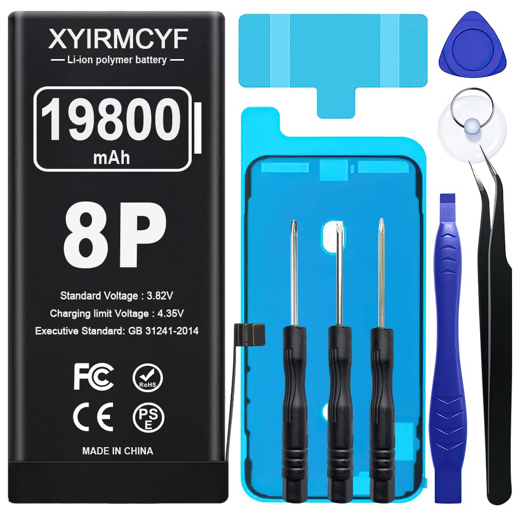 19800mAh Super Capacity Battery Compatible with iPhone 8 Plus, 0 Cycle Li-Polymer Replacement Battery for iPhone 8 Plus, with Professional Repair Tool Kit