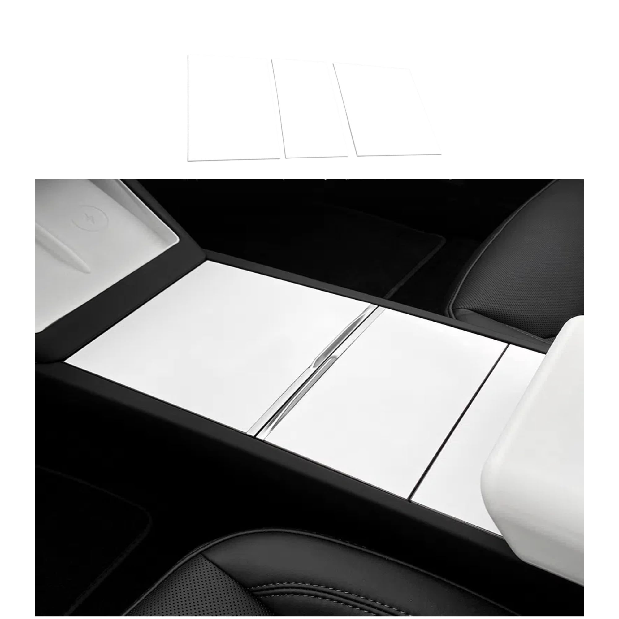 ernica Center Console Wrap Carbon White for Tesla Refresh Model 3 2024-2026 and Model Y Juniper 2025-2026,Console Cover for Tesla Interior Decor