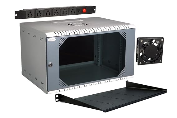 MASS RACK 6U 550X400mm Rack with PDU 6 Socket, 10 Inch Tray & Fan ...