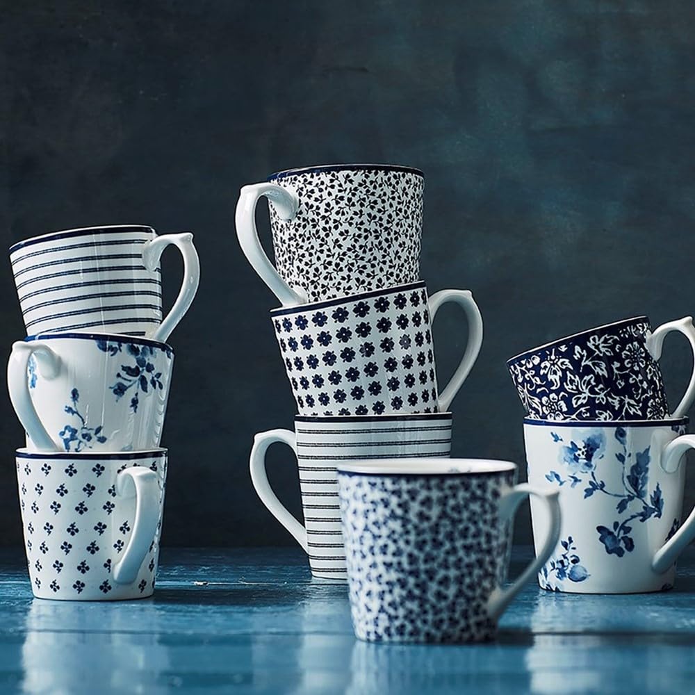 Amazon.com: Laura Ashley Set/4 mugs 9 oz Candy Stripe in giftbox