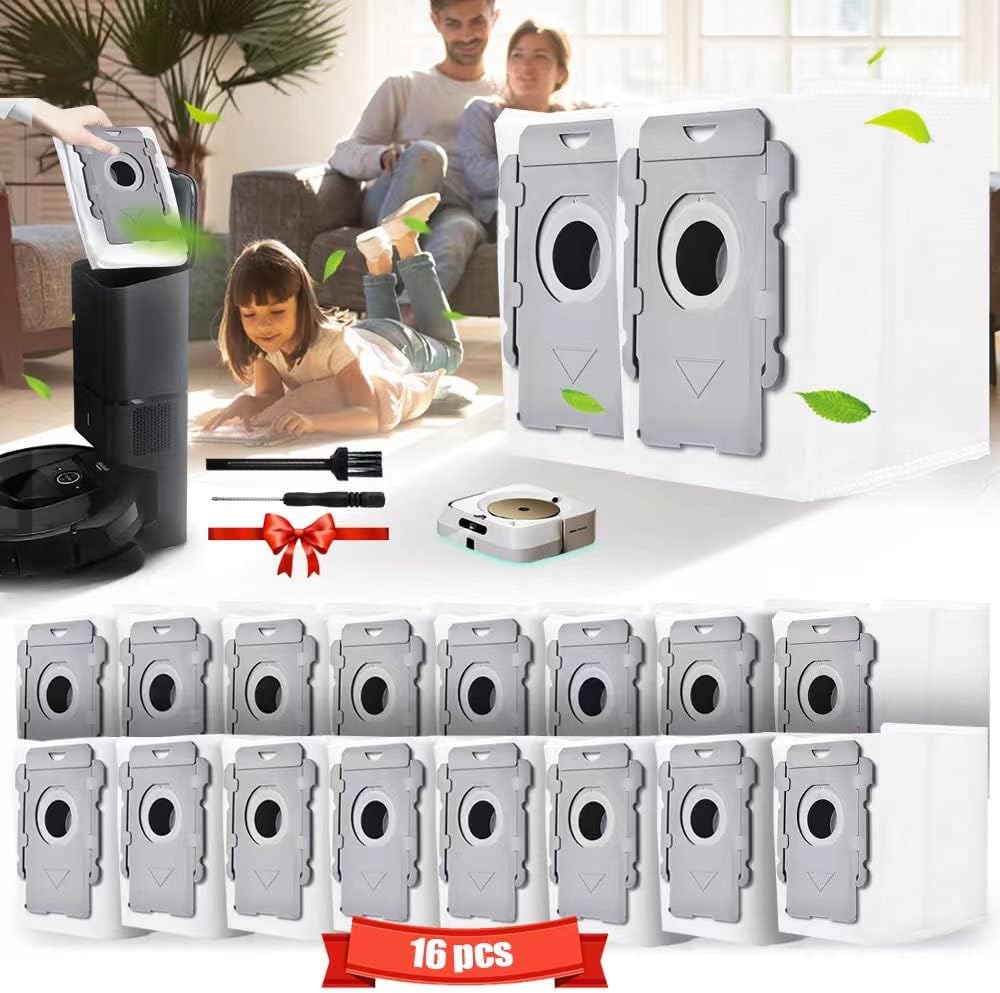 16 Packs Vacuum Bags Replacement For irobot Roomba bag i8 i8+, For