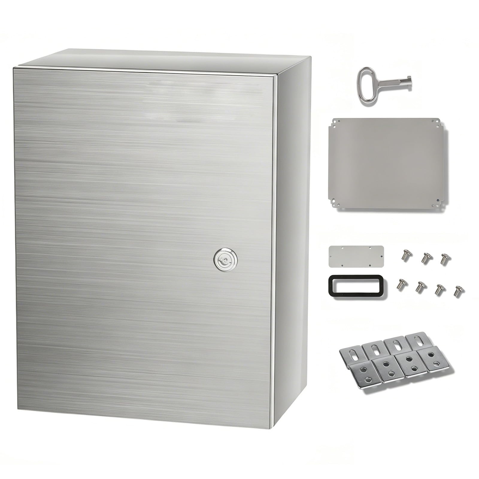 Armario Electrico, Caja Estanca Exterior Electricas Resistente a la Intemperie, Cuadro Electrico Superficie Acero Inoxidable 304, IP66, Accesorios Completos(20x20x15 cm/8x8x6 in)