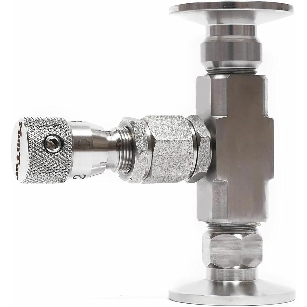 Válvula de aguja de vacío, controlador regulador de flujo de micrometría para agua, gas, aceite, válvula de aislamiento de acero inoxidable 304, ajuste KF40