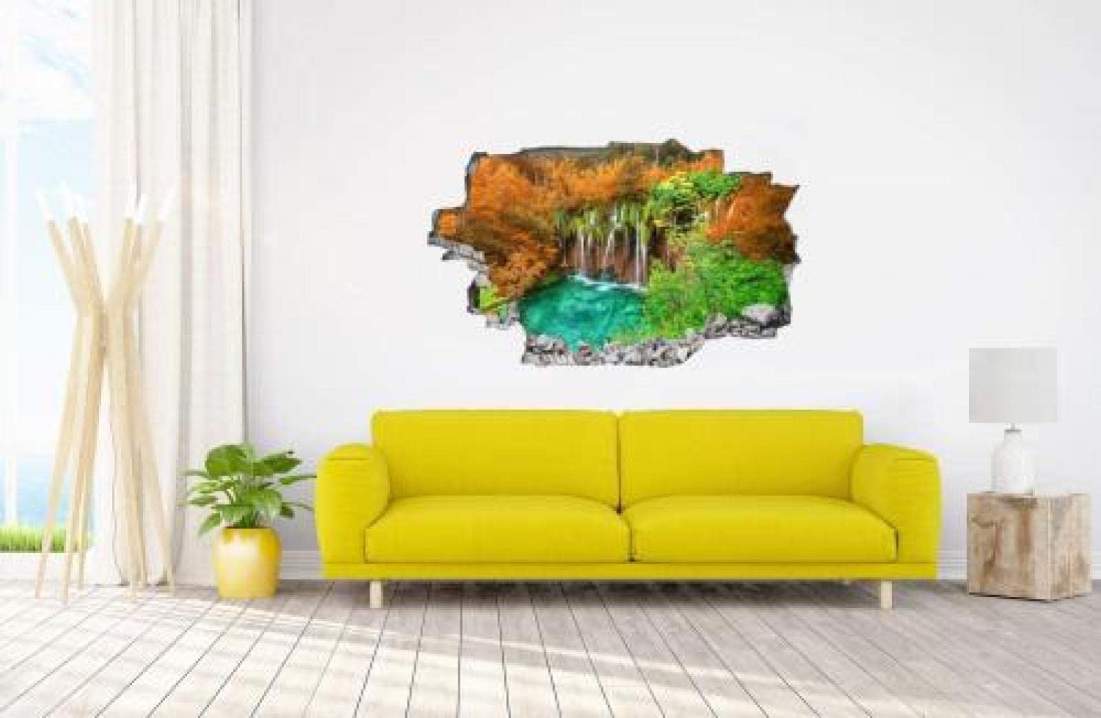 Gougeltd Etiqueta De La Pared 3D Cascada selva naturaleza Tatuajes De Pared Pegatinas Murales De Vinilo Decoración De La Habitación De Los Niños 80x120cm