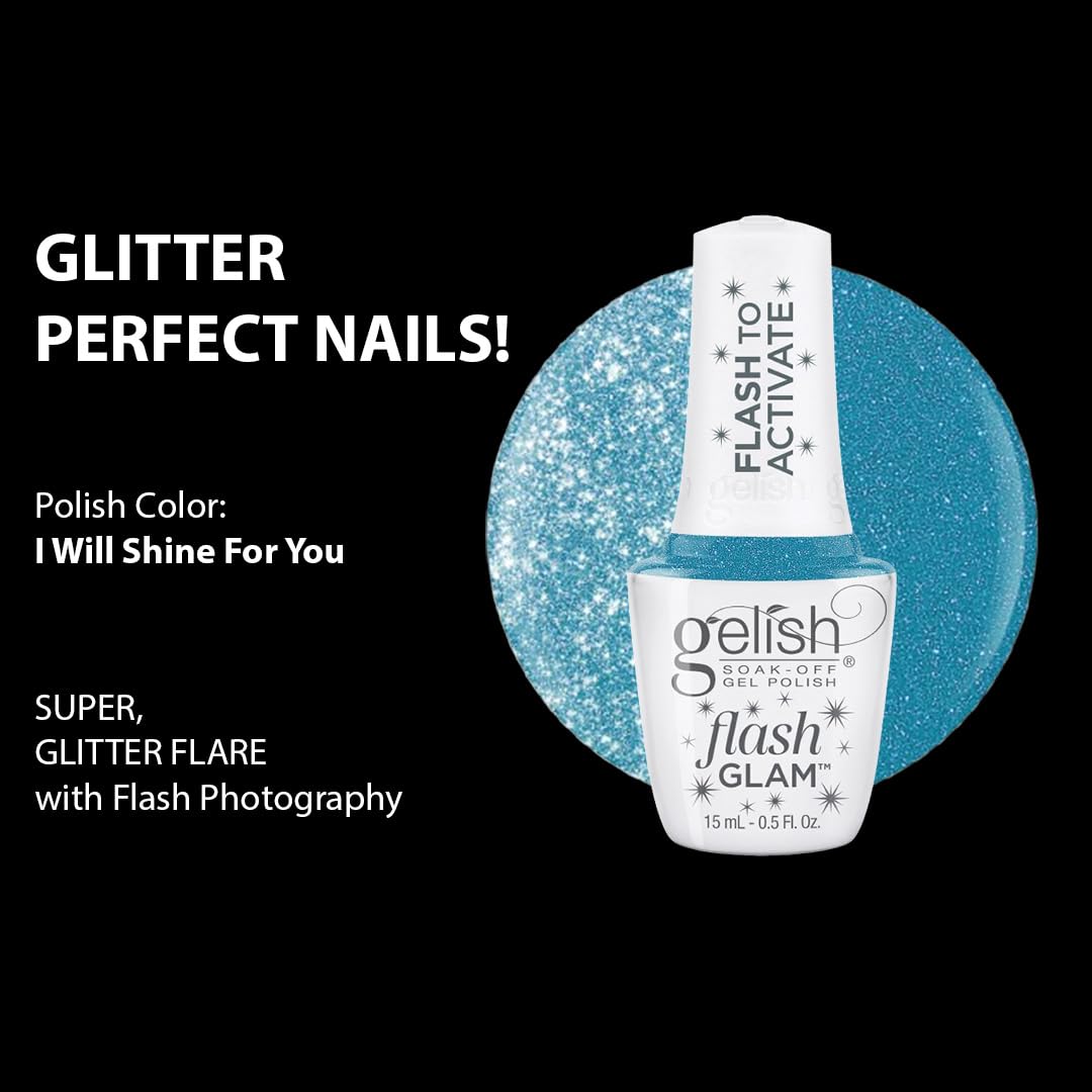 Gelish Flash Glam Glitter Gel Polish – Sparkling Flash-Activated Glitter, Long-Lasting, High-Shine, Chip-Resistant, Vegan & Cruelty-Free Professional Polish