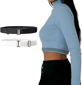 Crop Top Tuck Waist Belt,Adjustable Invisible Elastic Band,Tucking Sweaters Shirts,Stretchy Decorative Cincher