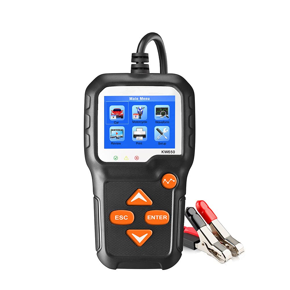 Battery Tester 12V 6V Car Motorcycle Battery System Analyzer 2000CCA Charging Cranking Test Tools for The Car (Black)