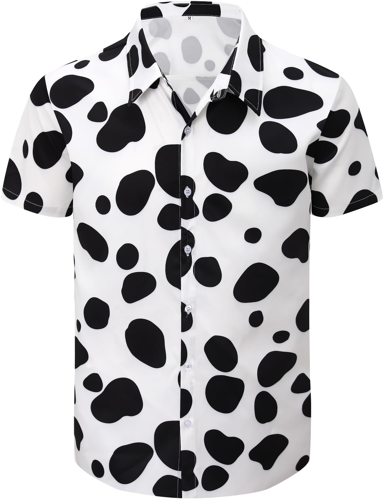 Fashonal Men's Animal Print Novelty Button Down Hawaiian Shirt, S-4XL, Dalmatian, S