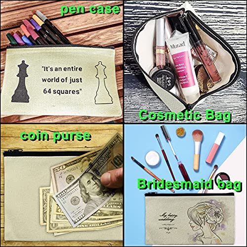 10 Pieces Canvas Zipper Bag Blank Makeup Bags Diy Craft Pouch Pencil Case Travel Cosmetic Toiletry Bag Multipurpose Pack Cotton Multi-Purpose Beige Pouches Bulk For School Storage Gift 8 X 4.7 Inches #TOP2