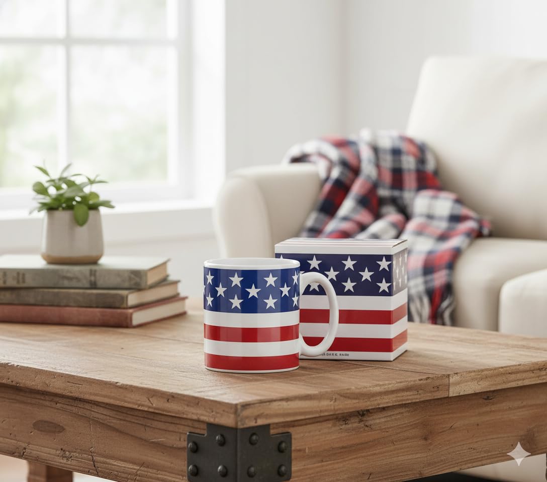 Amazon.com: burton + BURTON Patriotic Ceramic Coffee Mug with Gift Box -  13oz American Flag Americana Independence Day 4th of July Gift : Home &  Kitchen