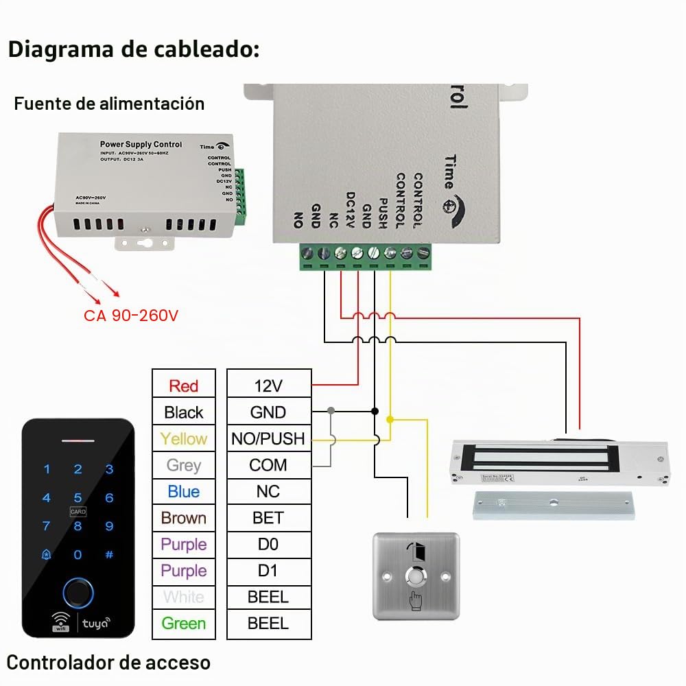 WiFi TUYA - Kit de sistema de control de acceso de seguridad, teclado táctil RFID impermeable, cerradura de puerta, controlador inteligente de control de acceso de huellas dactilares, 280 kg