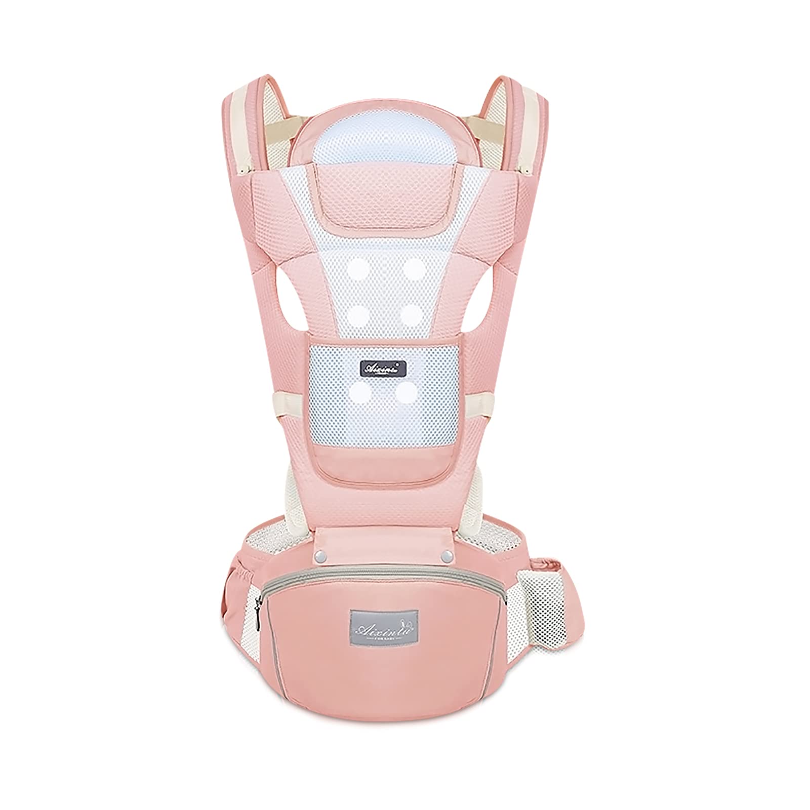 SONARIN Babytrage Atmungsaktiv mit Hüftsitz für Neugeborene und Kleinkinder von 0-36 Monate,Reiner Baumwolle 3D Air Mesh Babytrage Ergonomische,Multiposition,Bis zu 30 kg(Rosa)