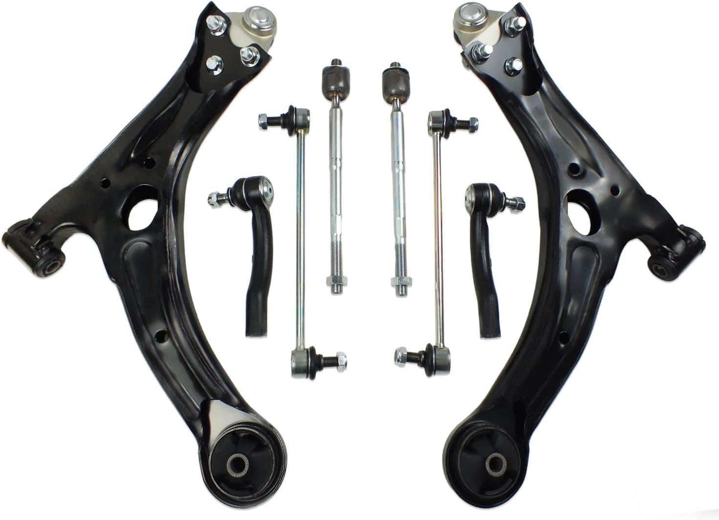 10pcs Front Suspension Kit for Corolla Front Lower Control Arms + Ball Joints + Sway Bar Links + Inner Outer Tie Rods End Kit for 2003 2004 2005 2006 2007 2008 Toyota Corolla K640361 K640360