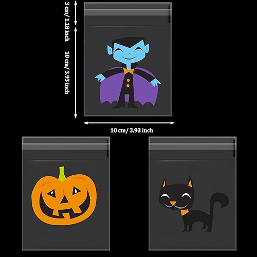 Miniatura 2 de Joottuan 320 bolsas de golosinas de Halloween, bolsas autoadhesivas transparentes de celofán, bolsas de plástico para galletas y dulces para regalos