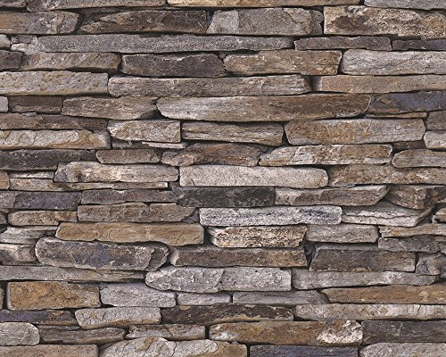 Livingwalls selbstklebendes pop.up Panel 3D in Stein Optik fotorealistisch Naturstein 2,50 m x 0,52 m Creme Made in Germany 955721 95572-1, Braun, Hellbraun, Beige