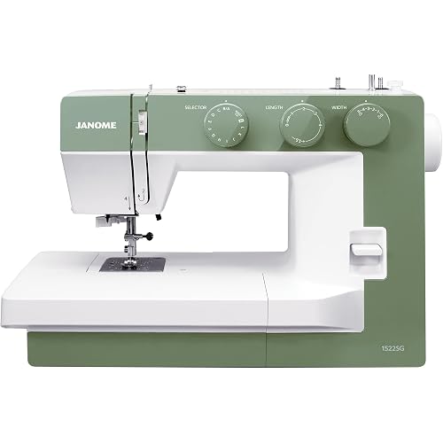 Janome 1522SG Mechanical Sewing Machine - Aesthetic Soft Green Sewing Machine for Beginners, 22 Built in Stitches, 1 Step Buttonhole, Heavy Duty Metal Frame, Built in Needle Threader for Easy Use