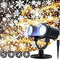 2 in 1 Snowflake Christmas Projector Lights Outdoor, Double Head Dynamic Snow Projector Light, Waterproof Holiday Decorative Lighting for Halloween Xmas Holiday Wedding Indoor Garden Patio