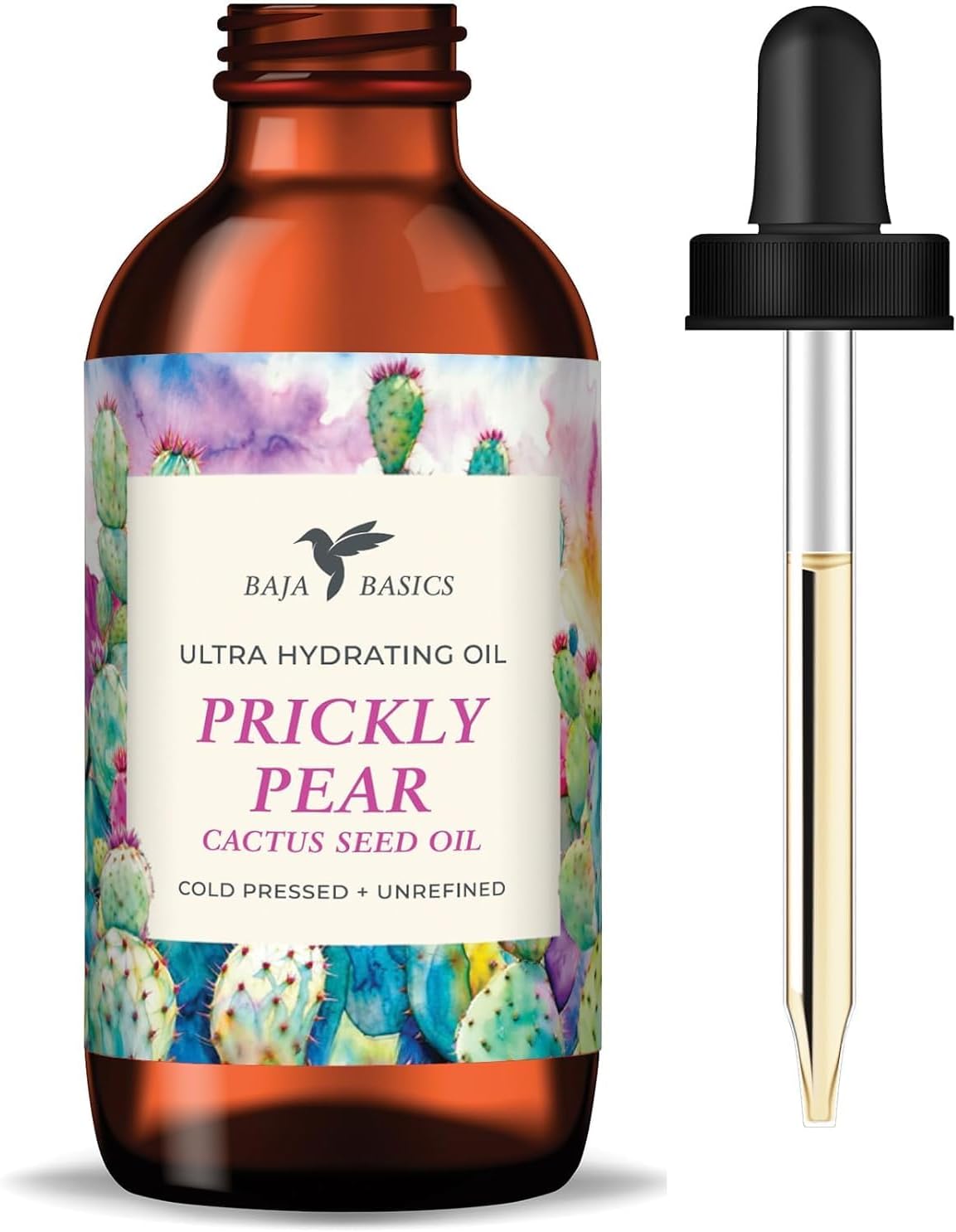 Baja Basics Prickly Pear Seed Oil — 100% Pure Cold Pressed Prickly Pear Oil (Barbary Fig), Unrefined Face Oil Moisturizer for Skin, Dry Face, Hair and Nails — Multi-Purpose Beauty Oil, 1 oz
