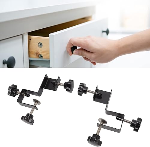 Miniatura 5 de 2 abrazaderas de instalación para cajones de gabinete, cajón lateral izquierdo, derecho, cajón delantero, abrazaderas para carpintería