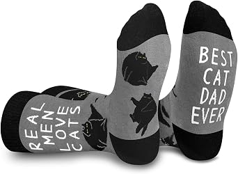 AGRIMONY Funny Socks for Men - Novelty Fathers Day Birthday Gifts for Dad from Daughter Son - Fun Happy Funky Cat Dog Socks Gift Ideas Christmas Stocking Fillers