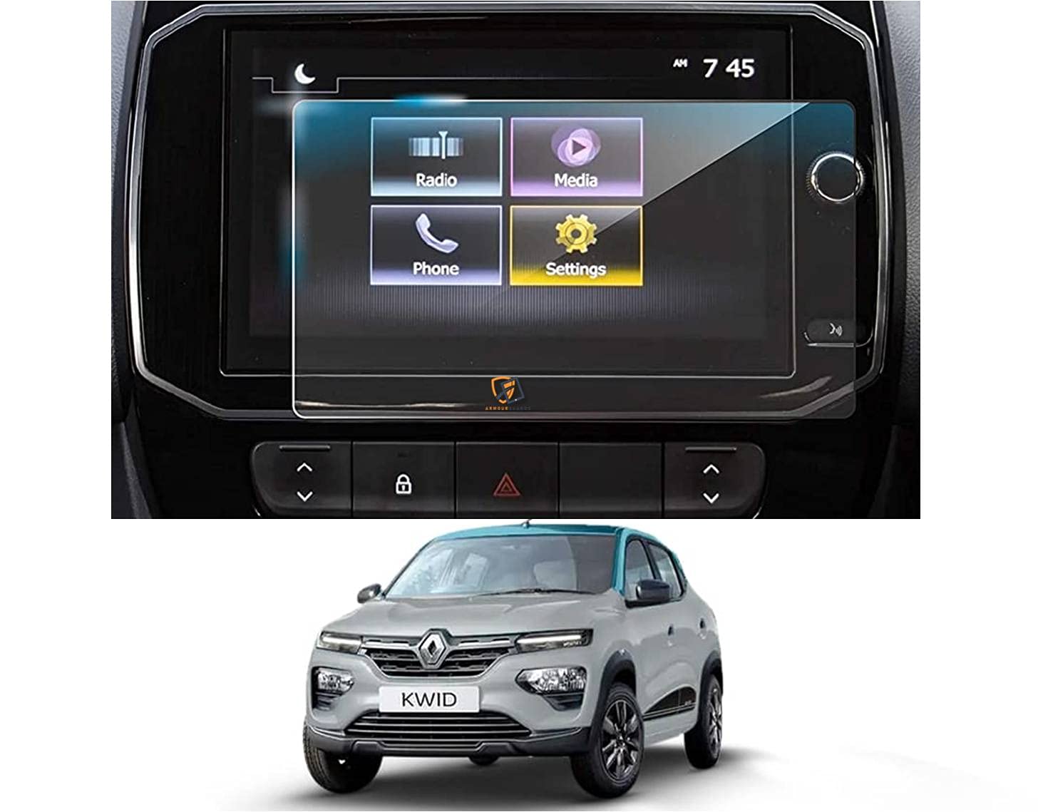 Armour Guards 9H Unbreakable GLOSSY FINISH Screen Protector Compatible With RENAULT KWID Rxt New Amt Model (2019) CAR Touch Screen Infotainment System (8 Inch)-image-8