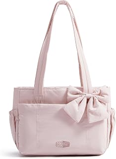 BAGSMART Crush Bow Tote Bag for Women, Puffer Travel Work Yoga Laptop Bag