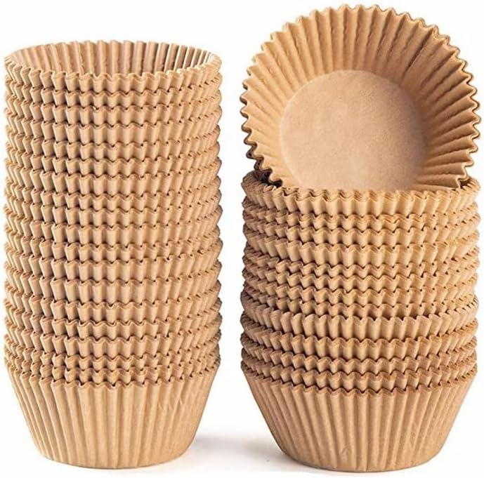 Natural parchment muffin liners for Mini Muffin Pan, Cupcake Pan, Food Grade, Standard Size Paper Baking Cups, Brown, 200-Pack