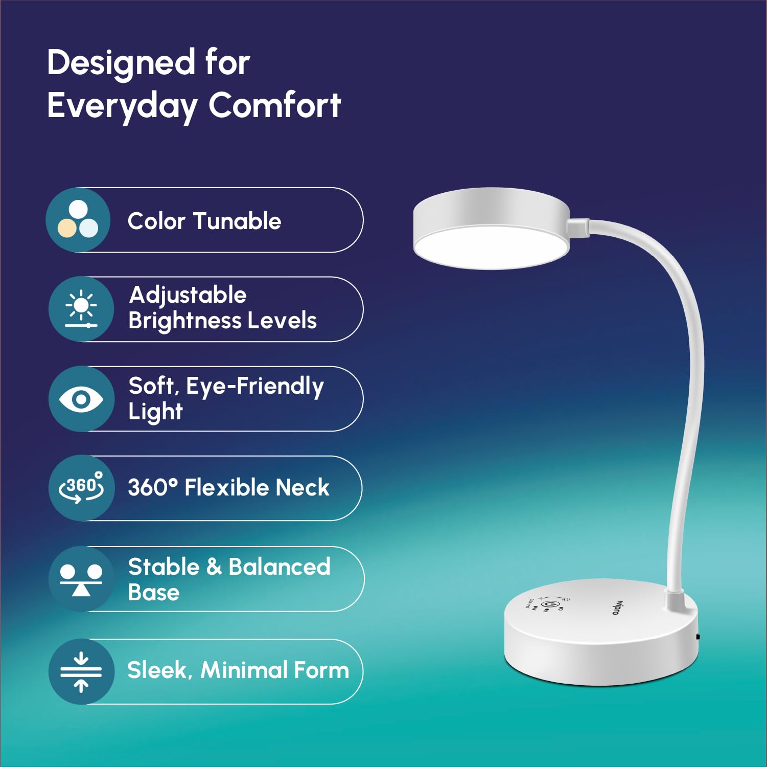 Wipro Jade Table Lamp - Rechargeable LED Desk Light -2
