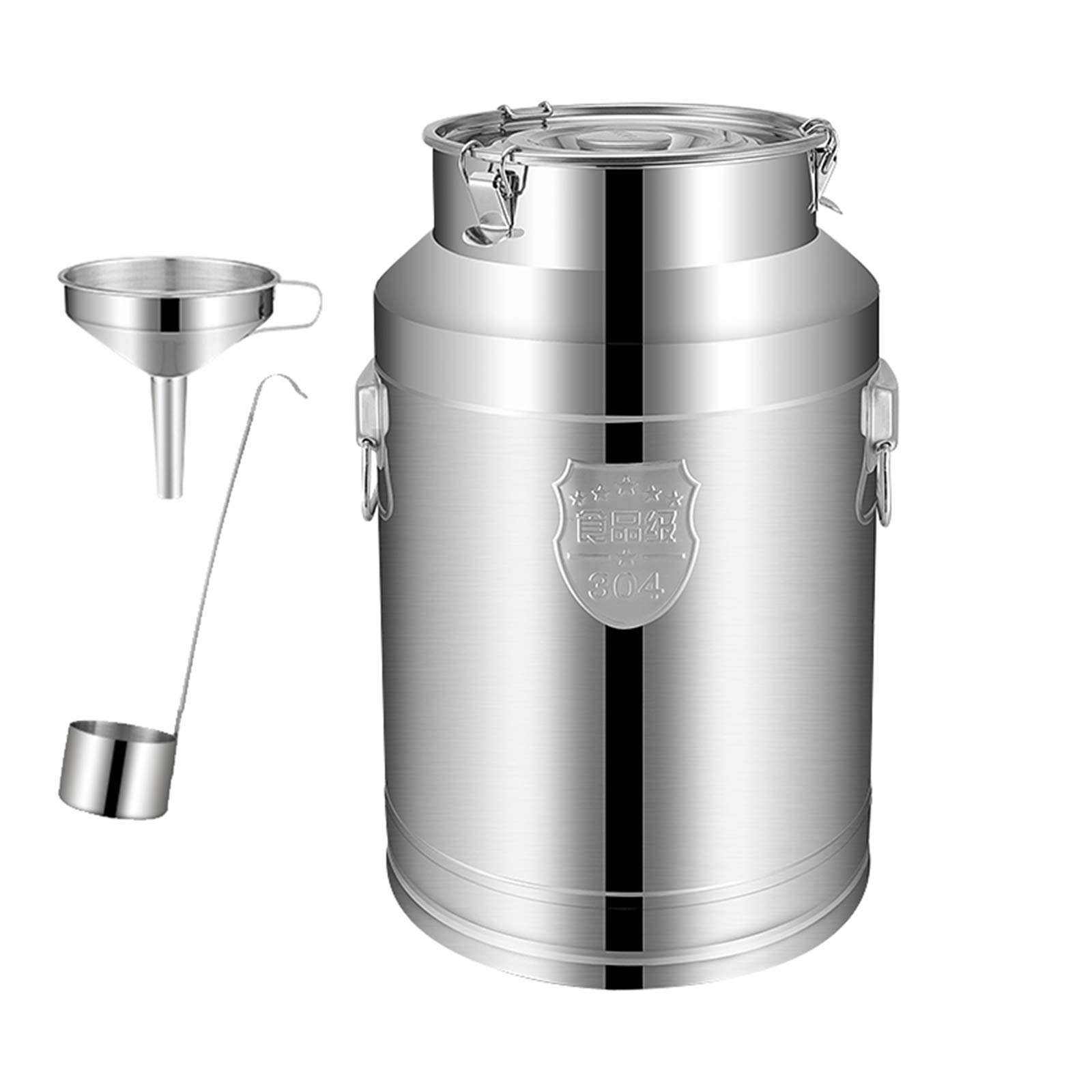 WOTZOV 304 Stainless Steel Milk Can Bucket - Milk Transport Barrels Wine Pail Tote Jug Tea Canister With Wine Mention And Funnel,58L，64l