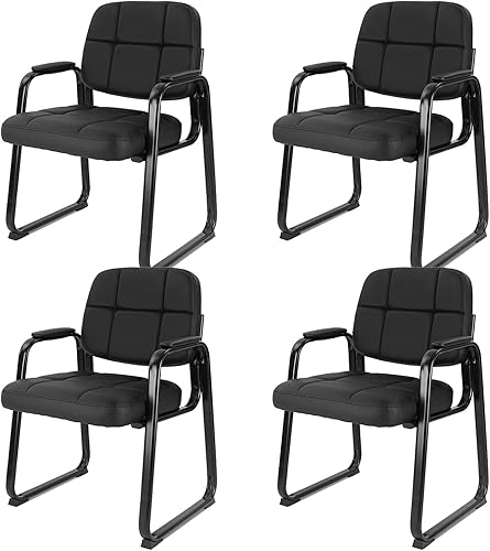 Miniatura 1 de CLATINA Silla de recepción clásica con reposabrazos acolchados y base de trineo, silla ergonómica para invitados para oficina, conferencias, sala de