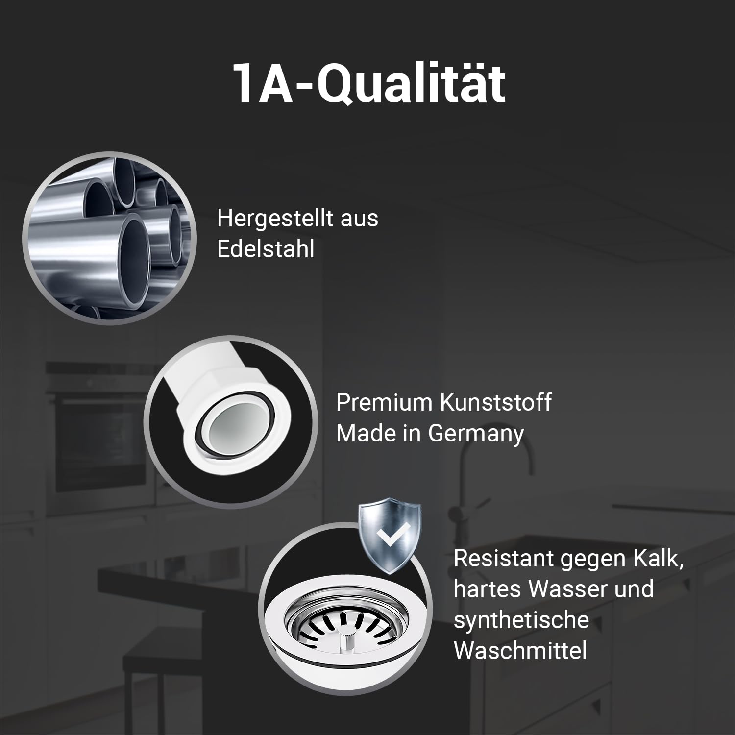 VIOKS Zawór mimośrodowy z sitkiem 114 mm Ø z obrotowym uruchomieniem i przelewem | Wkładka z koszem sitowym, zawór popychający, z tworzywa sztucznego, do zlewozmywaka kuchennego