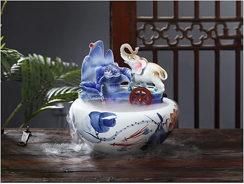 Maceta transparente de burbujas estilo chino cuenco de cerámica dorada fuente de pecera agua circulante viento de la suerte tanque de peces dorado