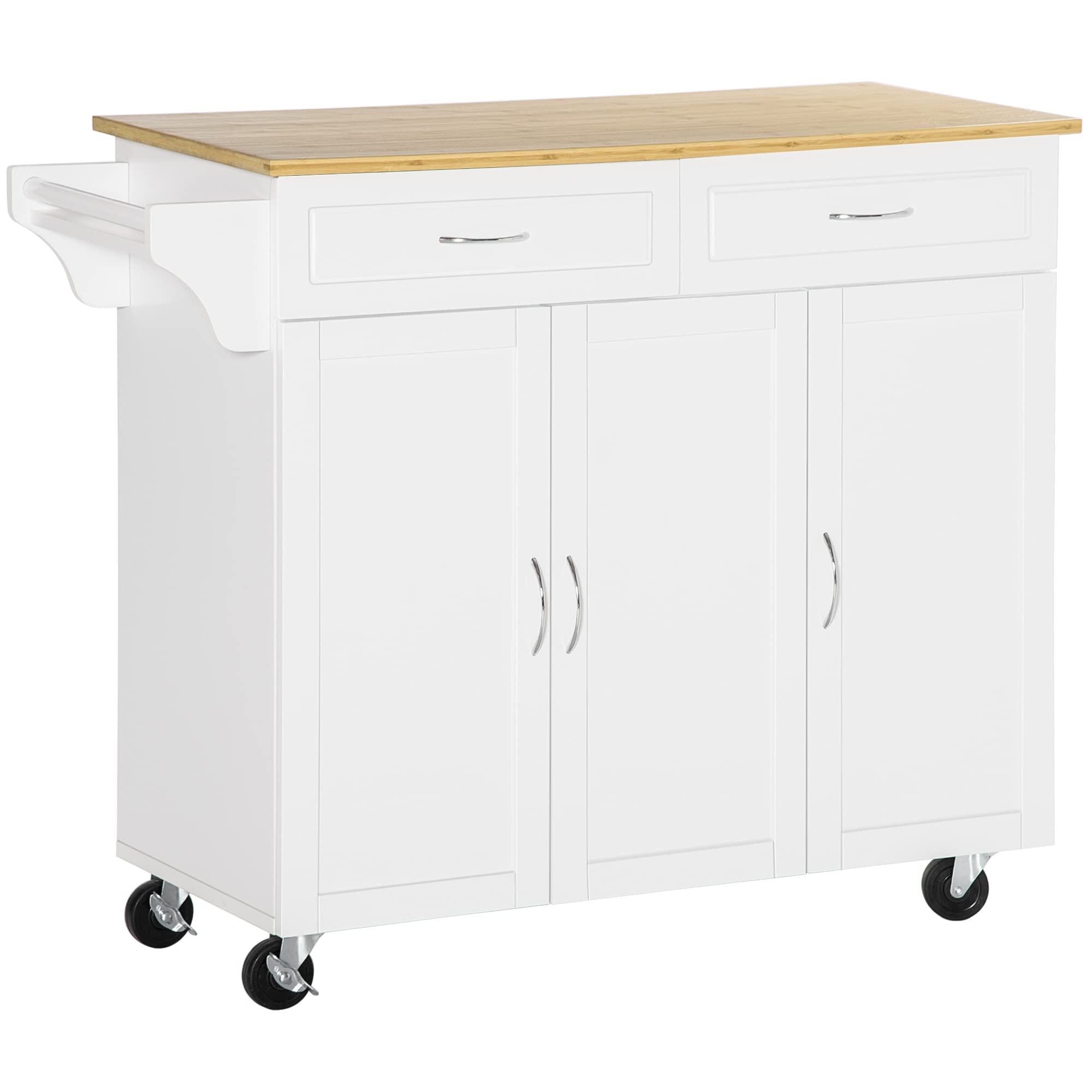 Buy Rolling Kitchen Island Cart on Wheels with Large Bamboo