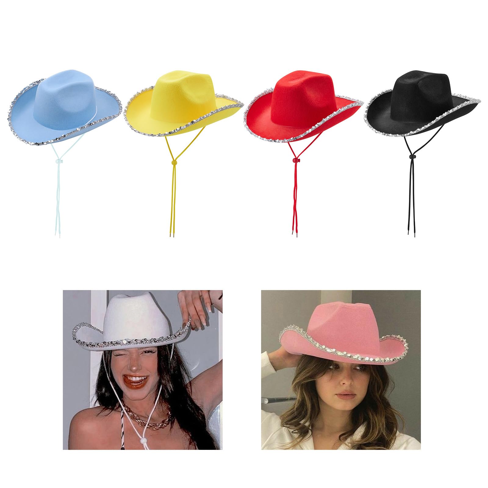 Gnbzxce Western Cowgirl Hat For Women Cosplay Cowboy Hat Bachelorette Party Hat Girls Headwear Wedding Party Head Accessories