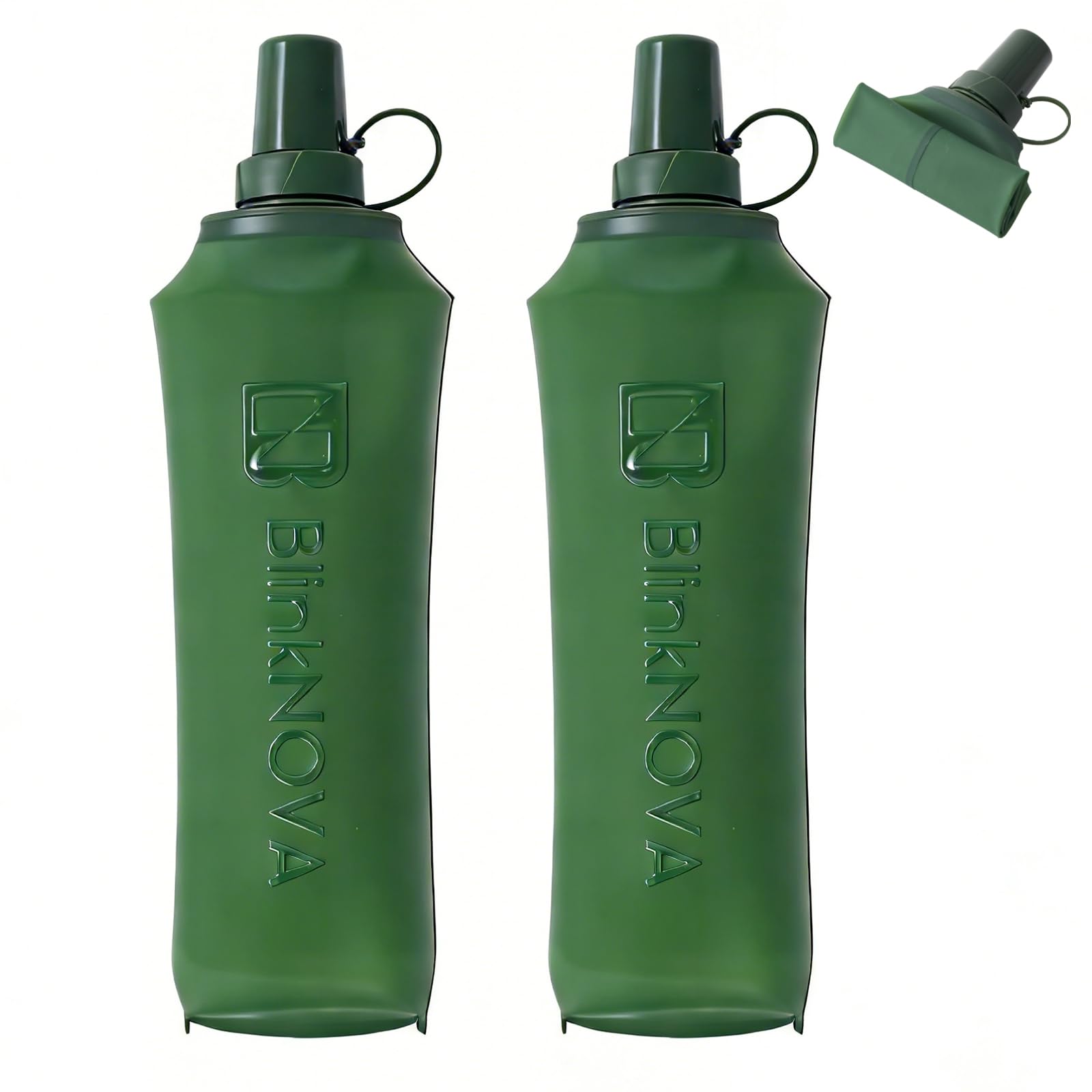 BlinkNOVA 2 Pack Soft Flask Water Bottles TPU 500ml – Foldable & Leakproof Running Water Bottle, Soft Flask with Bite Valve, Lightweight Hydration Bottle for Running, Hiking, Cycling & Travel