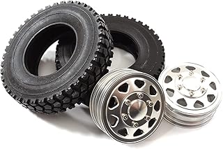 Integy RC Model C31139 Machined Alloy Front Wheel & Tire (2) Set for Tamiya 1/14 Scale Trucks W=19mm