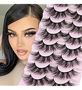 Mink Lashes Fluffy False Eyelashes 20MM Long Curly Fake Eyelashes Dramatic Thick Volume Strip Eye...