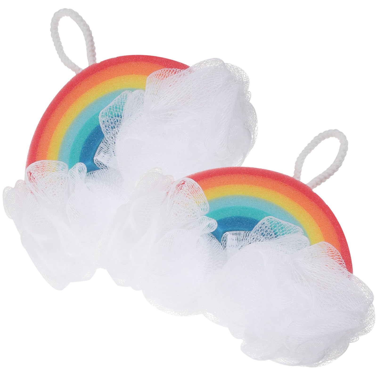 Esponjas de Baño Exfoliantes para 2 Piezas Diseño Arcoíris Esponja para Piel Delicada Masaje Corporal y Limpieza Diaria Accesorio Adecuado para Baño Infantil