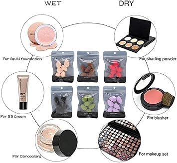 Mini Makeup Sponge Small 6 Pieces Professional Makeup Sponge Foundation Powder Concealer Highlight Eyeshadow Makeup Brush Purple