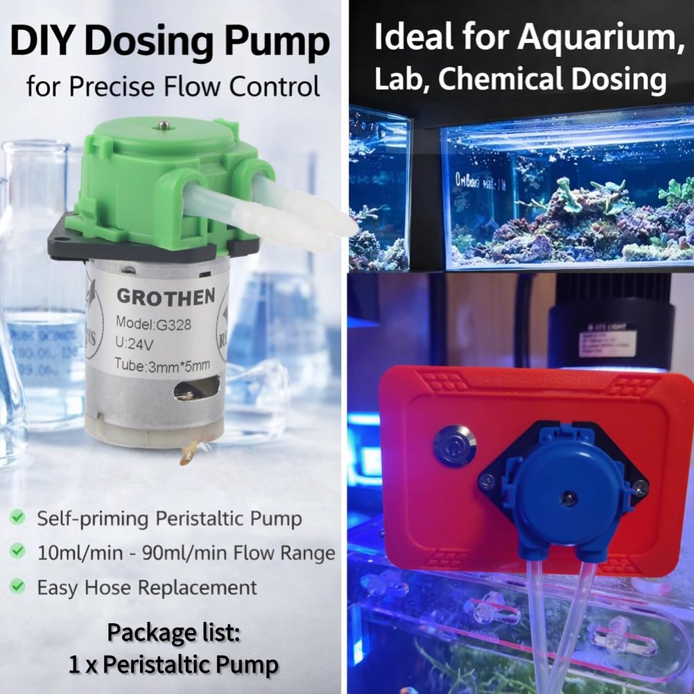Pompe Doseuse à Grand Débit 24V Tube Péristaltique pour Pompes de Dosage Vert d'Analyse Chimique de Laboratoire d'Aquarium sous Vide