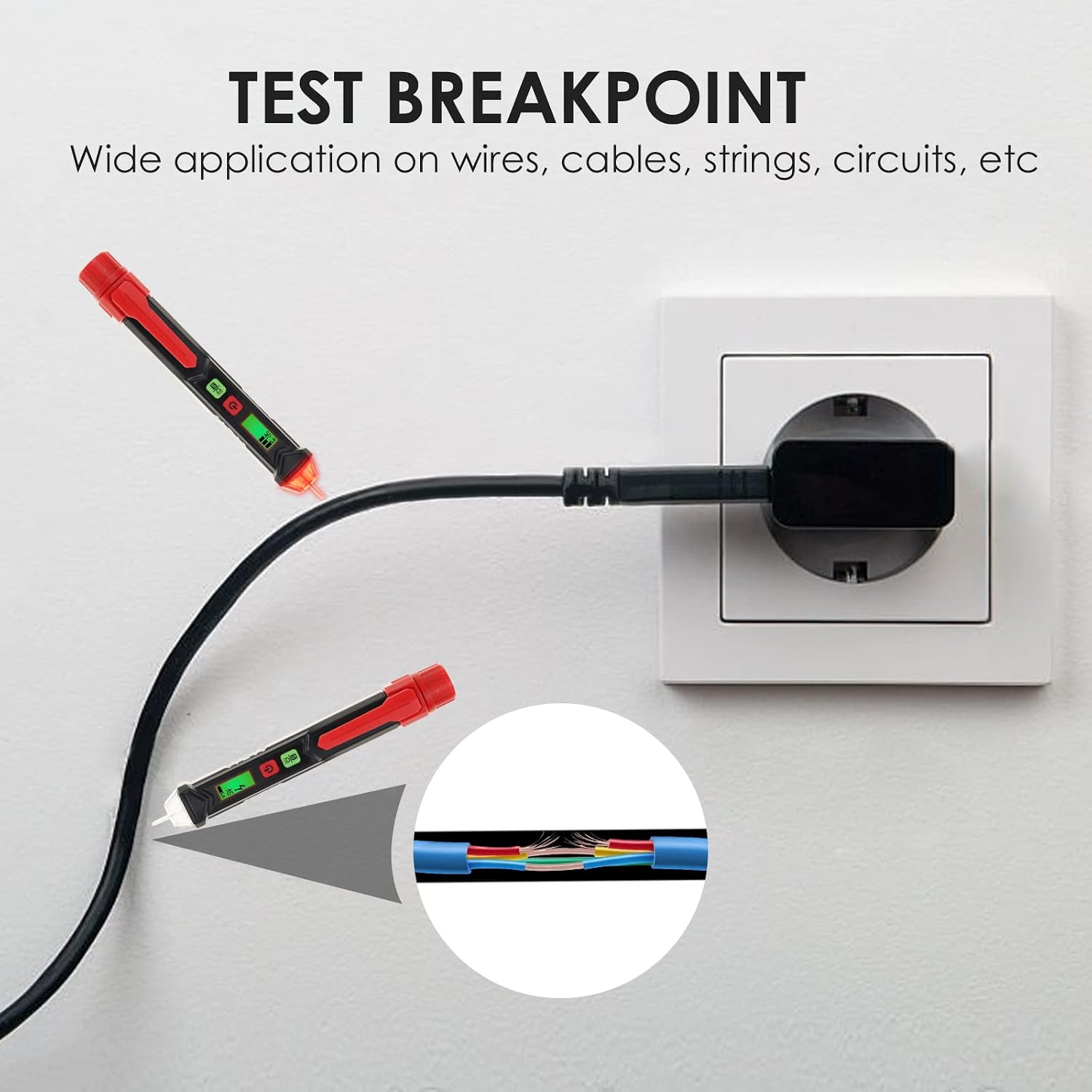 Non-Contact Voltage Detector Dual Range Voltage Tester 12V-1000V / 48V-1000V Live and Null Wire Detection Electrical Tool Breakpoint Finder NCV Tester with Buzzer Alarm and Flashlight