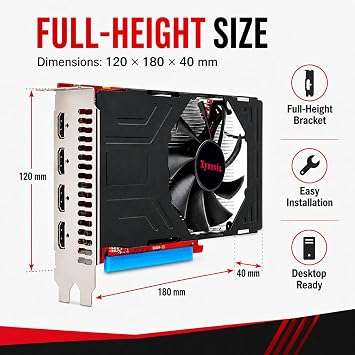 Radeon RX560 2G Graphics Card, with 6 HDMI Monitor Graphics Card,Computer PC GPU GDDR5 128 Bit DirectX 12 PCI Express X16 3.0, DisplayPort Low-Profile Video Cards (AMD RX560 2G 4HDMI)