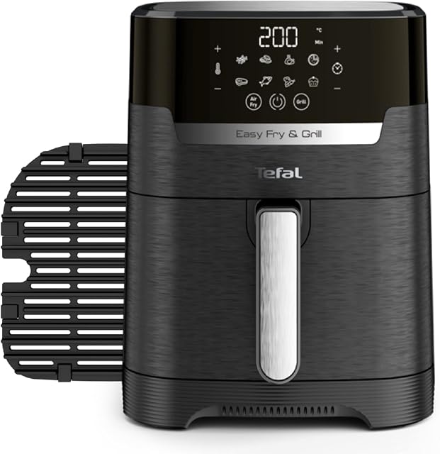 Tefal EasyFry Precision 2-in-1 Digital Air Fryer and Grill 4.2 Litre Capacity 8 Programs inc Dehydrator Black EY5058, 1400W
